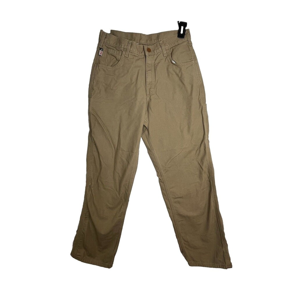 Carhartt Pants Mens 32x31 Khaki Canvas Fire Resistant FR Original Fit FRB159-gkh
